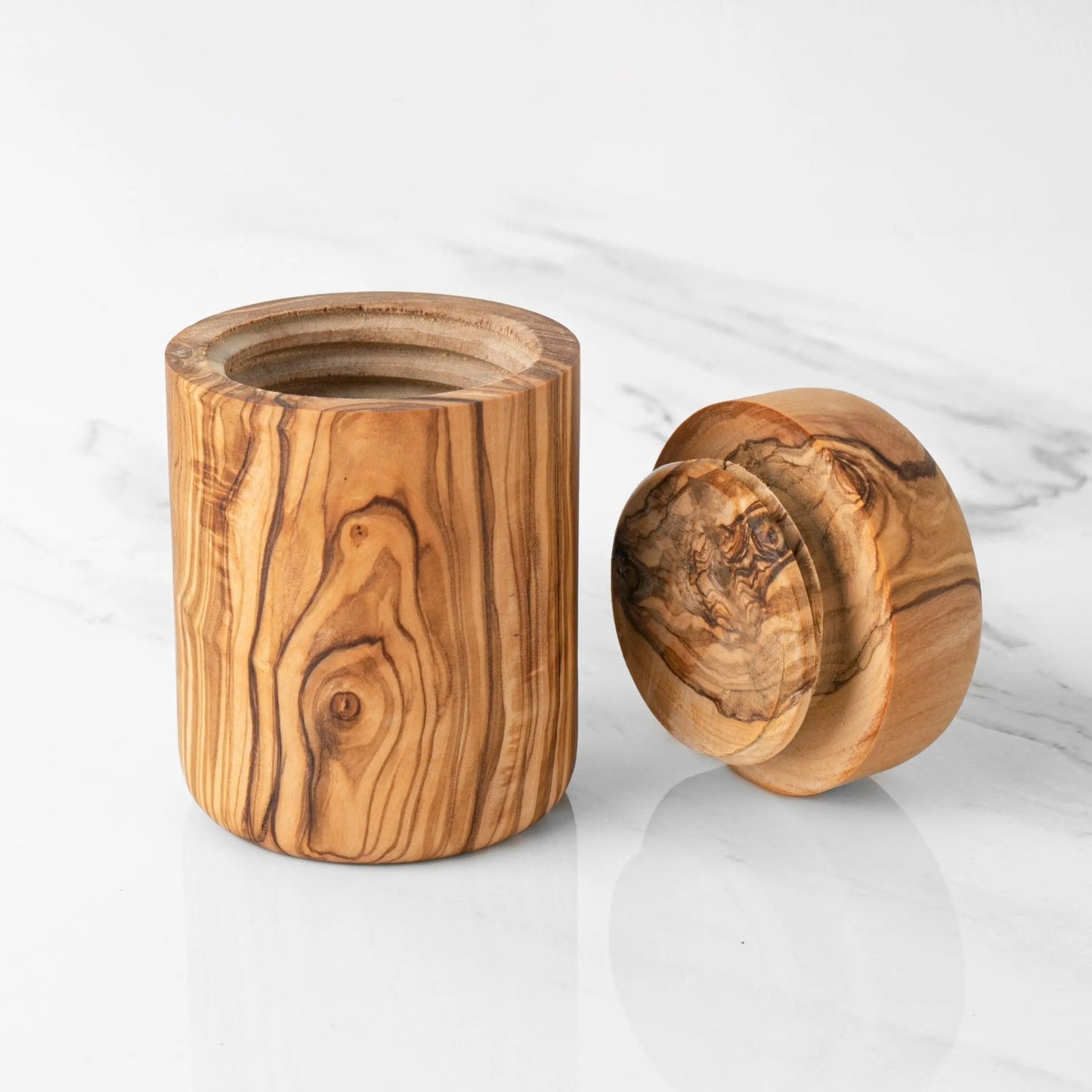 Handcrafted Olive Wood Spice Box with Thread for Rustic Kitchen Charm - Haven