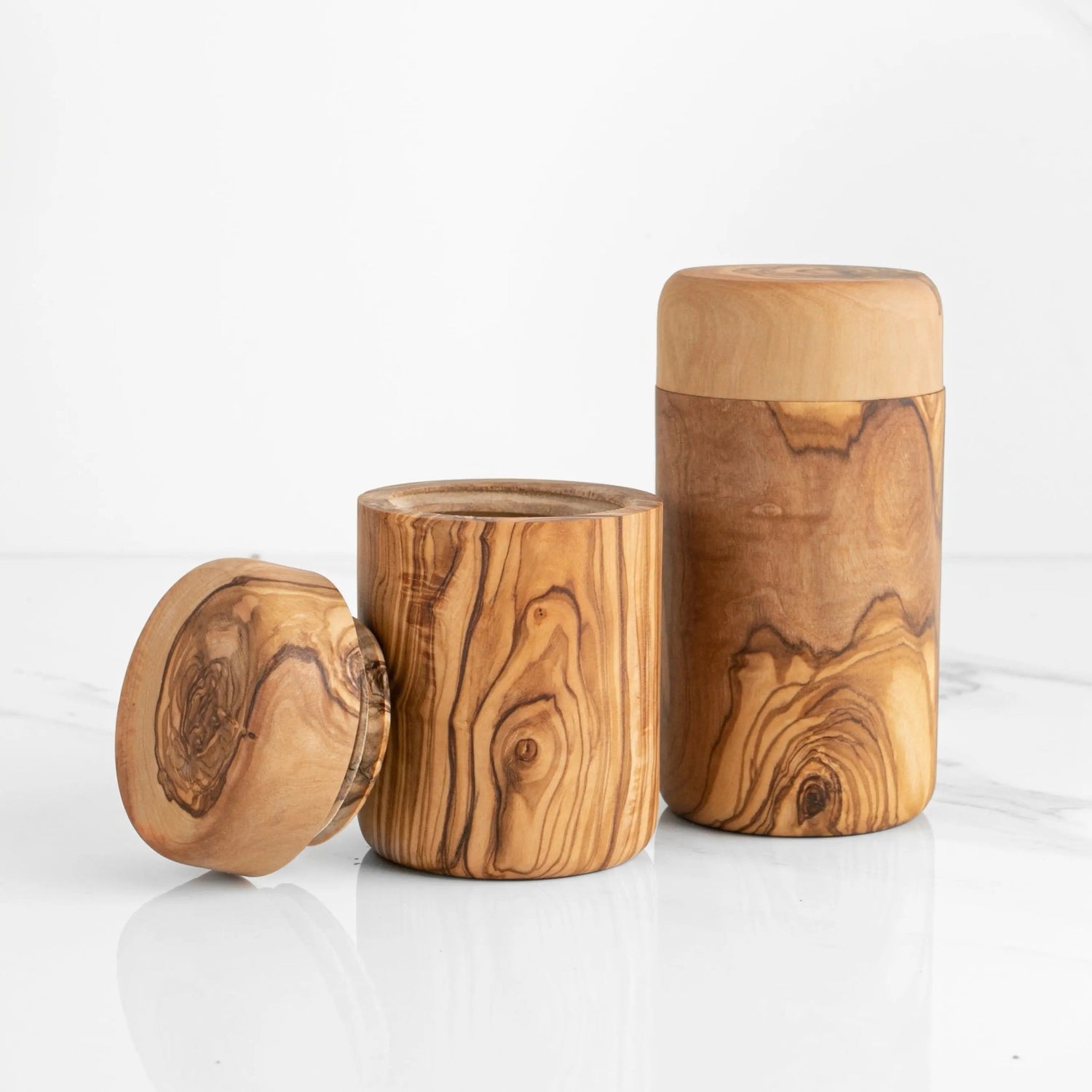 Handcrafted Olive Wood Spice Box with Thread for Rustic Kitchen Charm - Haven