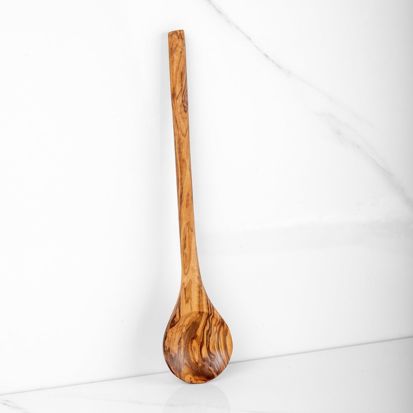 Handmade Olive Wood Round Stirring Spoon, 11.8" - Haven