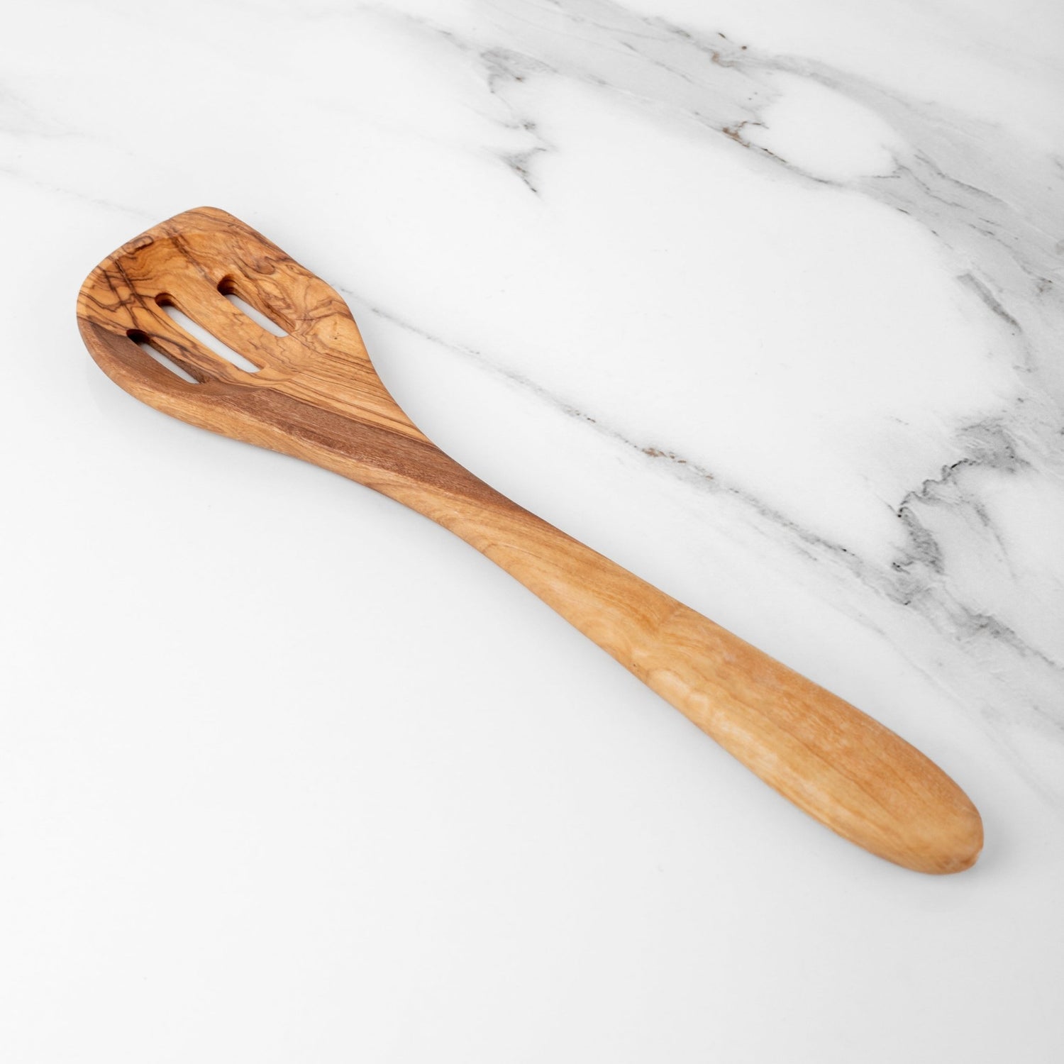 11.8" (30cm) Olive Wood Slotted Spatula, Handmade - Haven