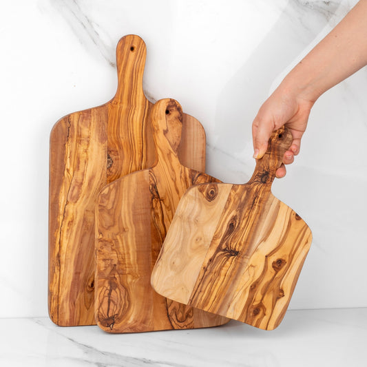 Handcrafted Olive Wood Rectangle Cutting Board with Handle - Haven