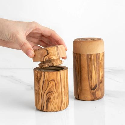 Handcrafted Olive Wood Spice Box with Thread for Rustic Kitchen Charm - Haven