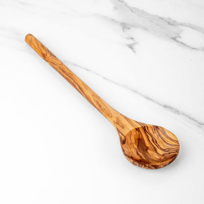 Handmade Olive Wood Round Stirring Spoon, 11.8" - Haven