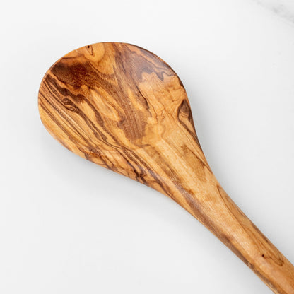 Handmade Olive Wood Round Stirring Spoon, 11.8" - Haven