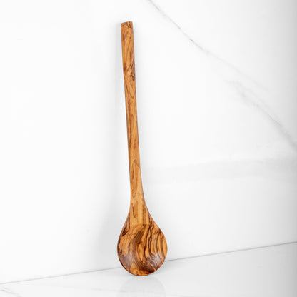 Handmade Olive Wood Round Stirring Spoon, 11.8" - Haven