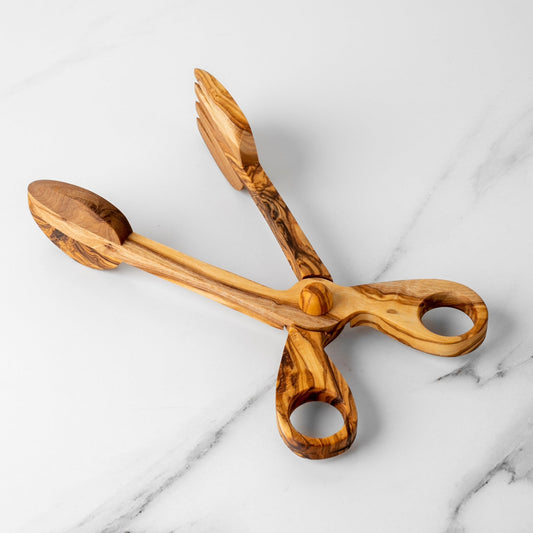 Handmade Olive Wood Salad Tongs | Eco - Friendly Serving Utensils - Haven